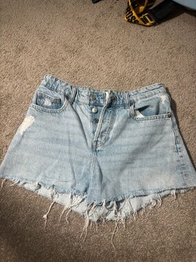 Distressed Denim Shorts - Women's Casual High-Rise